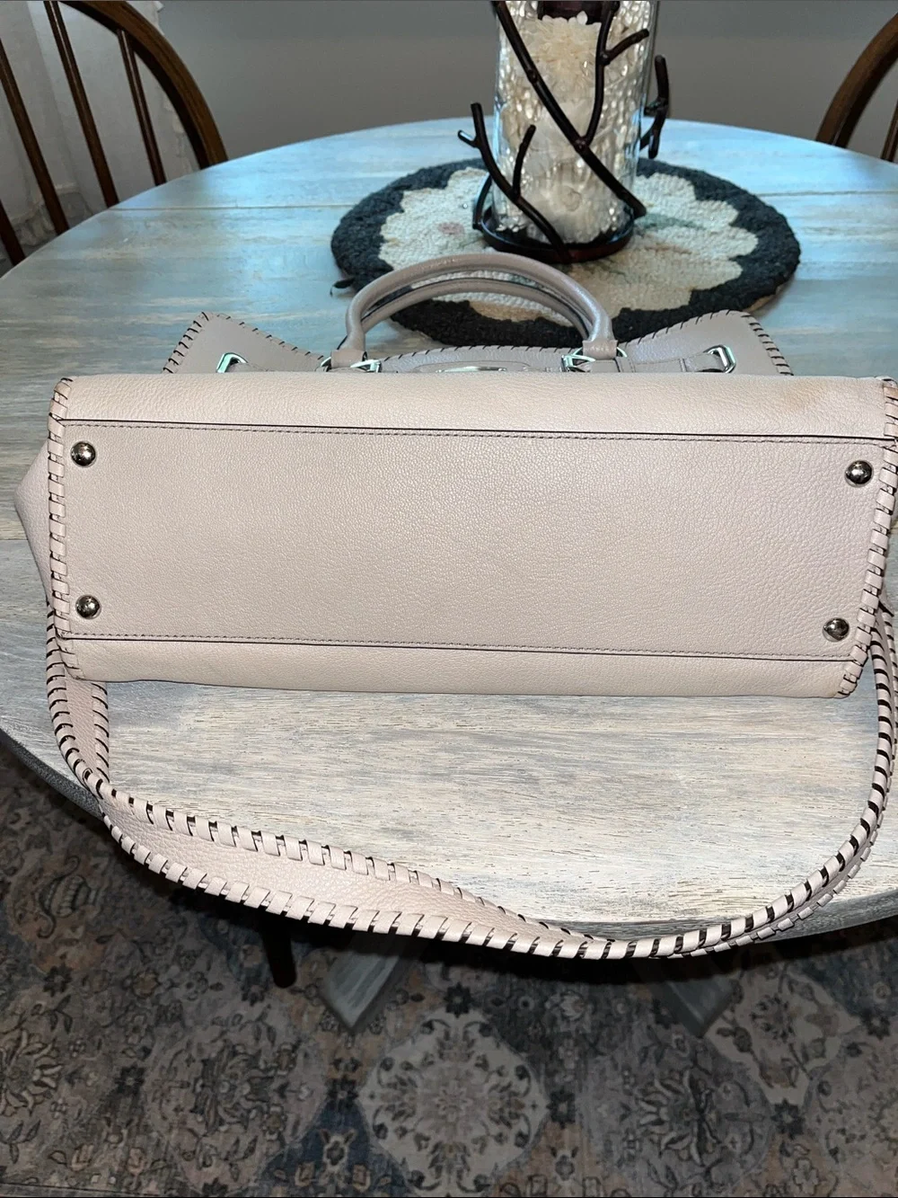 Final price! Michael Kors beige Leather Satchel with Whipstitch Trim